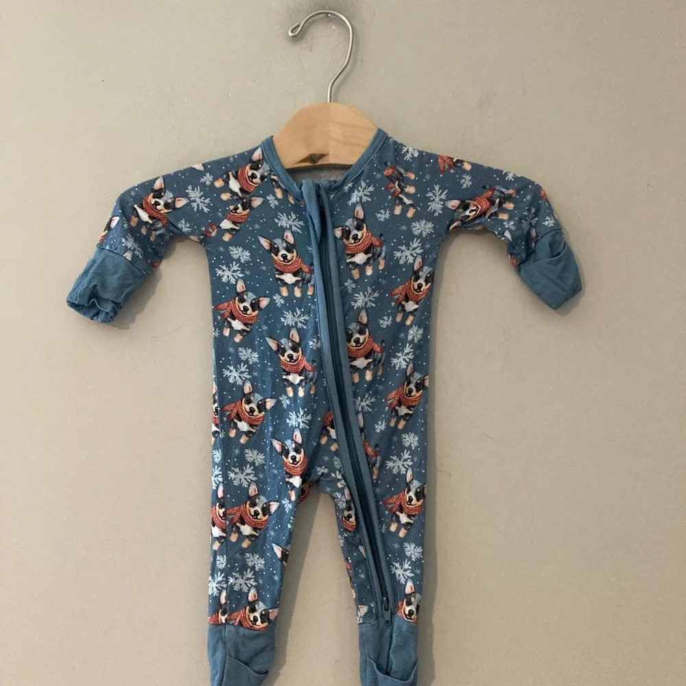 $18 ADD ON little one shop holiday dogs footie preemie‎ Bamboo Zara Mini Boden